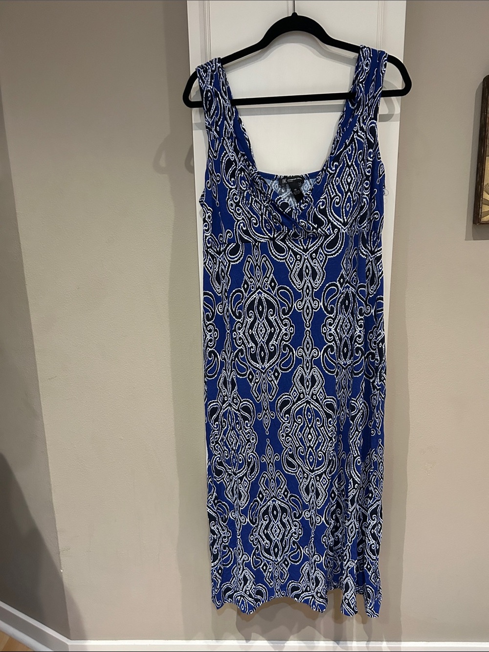 INC International Concepts Royal Blue and White Printed Maxi Dress